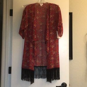 LuLaRoe Monroe Cover Up Floral w/ Fringe NWT Small